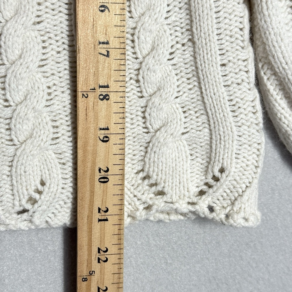 Sundance Sweater Womens Medium Wool Blend Cable Knit Cream Boxy Balloon Sleeve - Picture 12 of 12